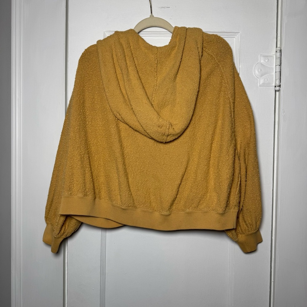 Free People Boho Popcorn Textured Oversized Zip Up Jacket In Mustard Size Medium - Picture 5 of 10